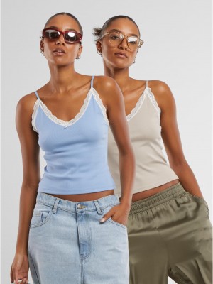 2 Броя Дамски Потници Ladies V-Neck Lace Top 2-Pack cloud+powderblue XXL