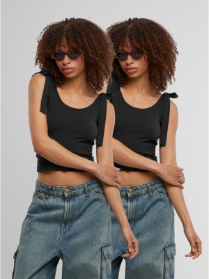 2 Броя Дамски Потници Ladies Tied Basic Jersey Top 2-Pack black/black XXL