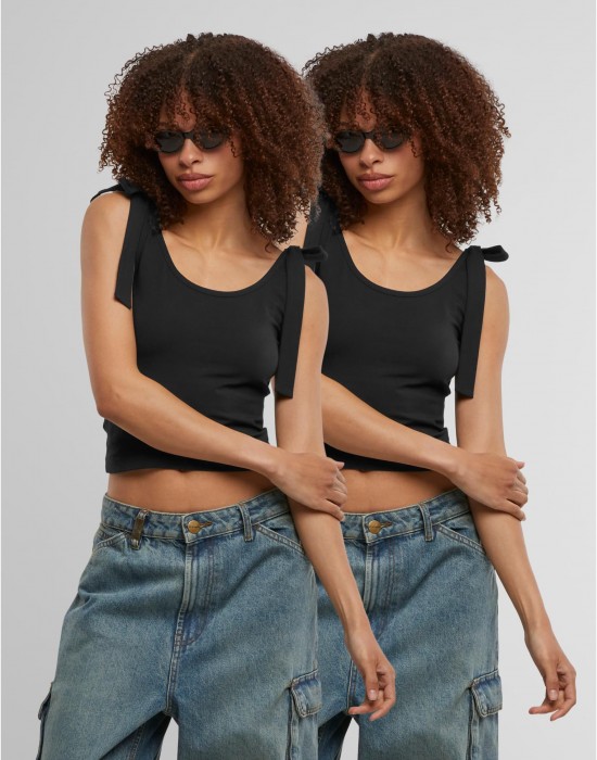 2 Броя Дамски Потници Ladies Tied Basic Jersey Top 2-Pack black/black XXL