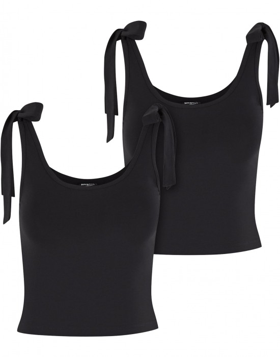 2 Броя Дамски Потници Ladies Tied Basic Jersey Top 2-Pack black/black XXL