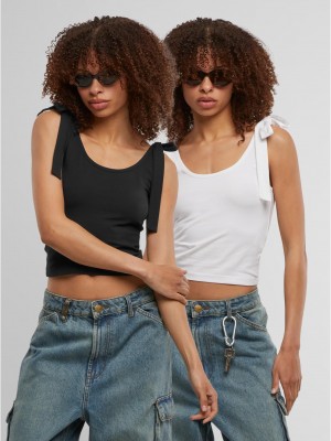 2 Броя Дамски Потници Ladies Tied Basic Jersey Top 2-Pack black/white XXL