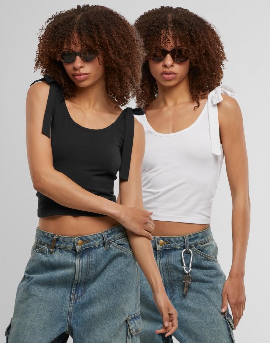 2 Броя Дамски Потници Ladies Tied Basic Jersey Top 2-Pack black/white XXL