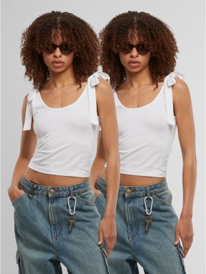 2 Броя Дамски Потници Ladies Tied Basic Jersey Top 2-Pack white/white XXL