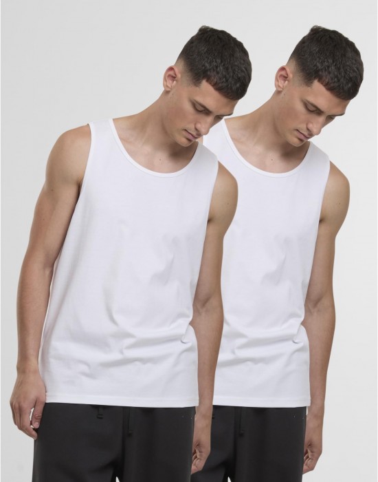 2 Броя Мъжки ПотнициJersey Loose Tank 2-Pack white+white XXL 2 Броя Мъжки ПотнициJersey Loose Tank 2-Pack white+white XXL