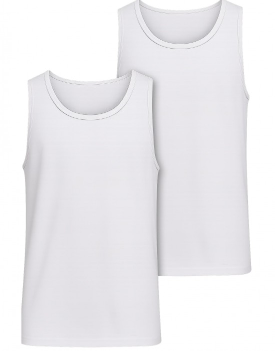 2 Броя Мъжки ПотнициJersey Loose Tank 2-Pack white+white XXL 2 Броя Мъжки ПотнициJersey Loose Tank 2-Pack white+white XXL