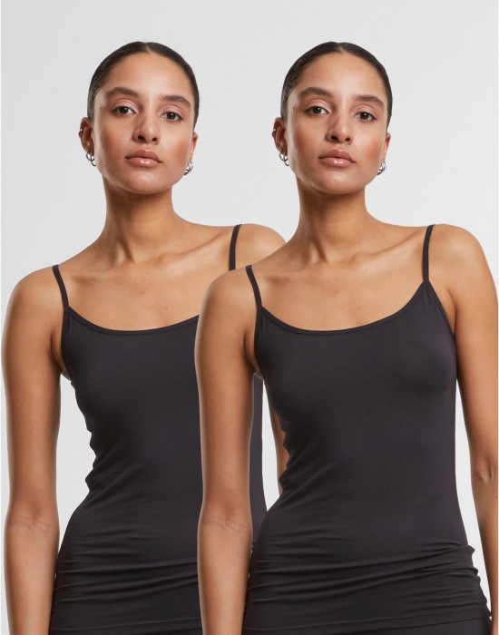 2 Броя Дамски Потници Ladies Bamboo Tank Top 2-Pack black+black XS