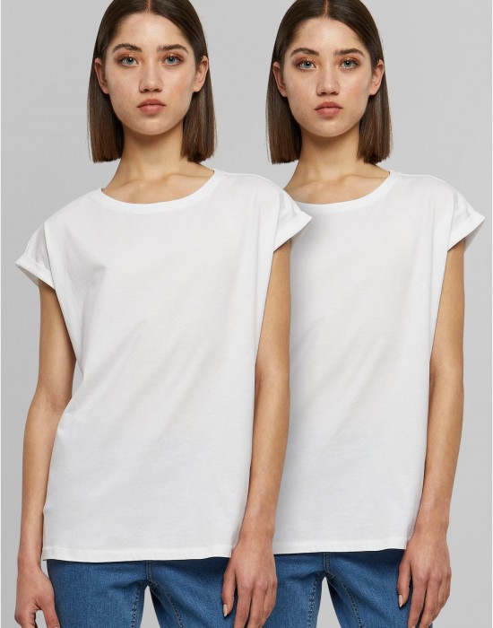 2 Броя Изчистени Дамски ТенискиLadies Extended Shoulder Tee 2-Pack white+white XXL 2 Броя Изчистени Дамски ТенискиLadies Extended Shoulder Tee 2-Pack white+white XXL