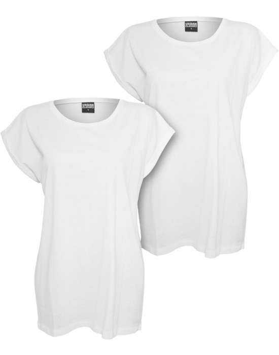 2 Броя Изчистени Дамски ТенискиLadies Extended Shoulder Tee 2-Pack white+white XXL 2 Броя Изчистени Дамски ТенискиLadies Extended Shoulder Tee 2-Pack white+white XXL