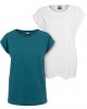2 Броя Изчистени Дамски ТенискиLadies Extended Shoulder Tee 2-Pack teal+white XXL 2 Броя Изчистени Дамски ТенискиLadies Extended Shoulder Tee 2-Pack teal+white XXL