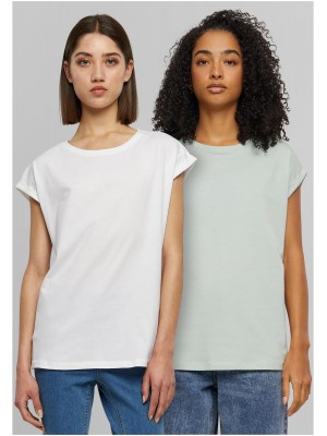 2 Броя Изчистени Дамски ТенискиLadies Extended Shoulder Tee 2-Pack frostmint+white XXL