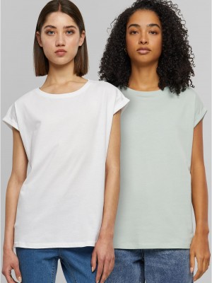 2 Броя Изчистени Дамски ТенискиLadies Extended Shoulder Tee 2-Pack frostmint+white XXL