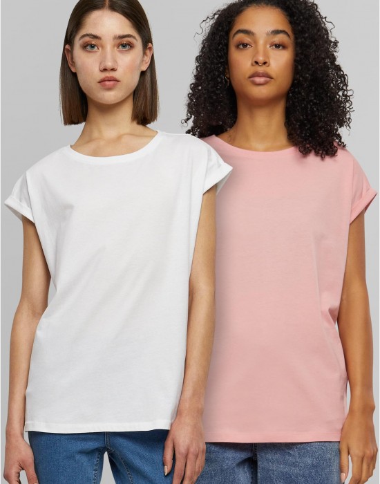 2 Броя Изчистени Дамски ТенискиLadies Extended Shoulder Tee 2-Pack lemonadepink+white XXL 2 Броя Изчистени Дамски ТенискиLadies Extended Shoulder Tee 2-Pack lemonadepink+white XXL