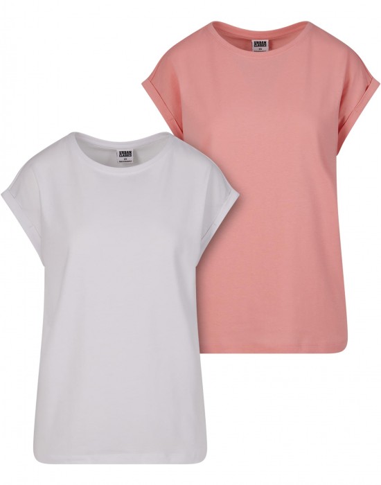 2 Броя Изчистени Дамски ТенискиLadies Extended Shoulder Tee 2-Pack lemonadepink+white XXL 2 Броя Изчистени Дамски ТенискиLadies Extended Shoulder Tee 2-Pack lemonadepink+white XXL