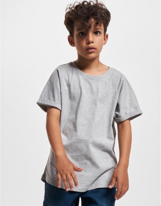 Тениска за момчета Boys Long Shaped Turnup Tee grey 158/164