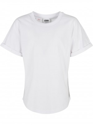 Тениска за момчета Boys Long Shaped Turnup Tee white 158/164