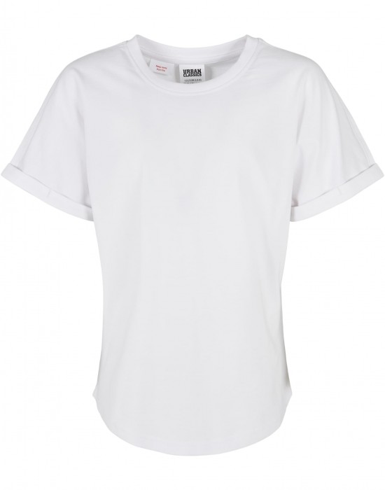 Тениска за момчета Boys Long Shaped Turnup Tee white 158/164