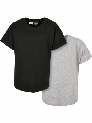 Пакет от 2 броя тениски момчетаBoys Long Shaped Turnup Tee 2-Pack grey+black 158/164