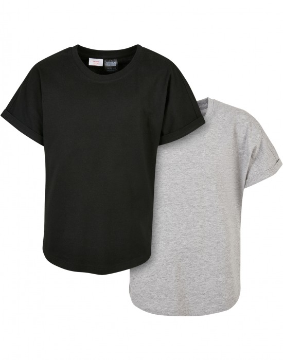 Пакет от 2 броя тениски момчетаBoys Long Shaped Turnup Tee 2-Pack grey+black 158/164