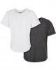 Пакет от 2 броя тениски момчетаBoys Long Shaped Turnup Tee 2-Pack charcoal+white 158/164
