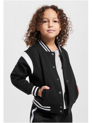 Boys Inset College Sweat Jacket black/white 158/164