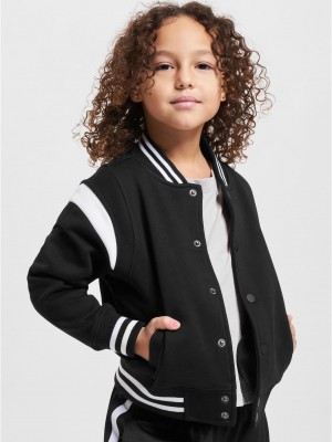 Boys Inset College Sweat Jacket black/white 158/164