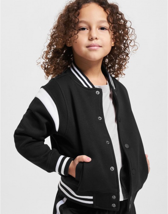 Boys Inset College Sweat Jacket black/white 158/164