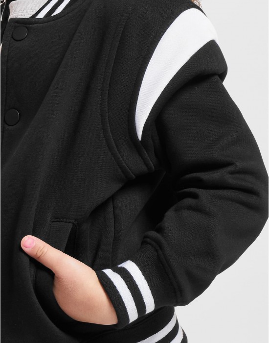 Boys Inset College Sweat Jacket black/white 158/164