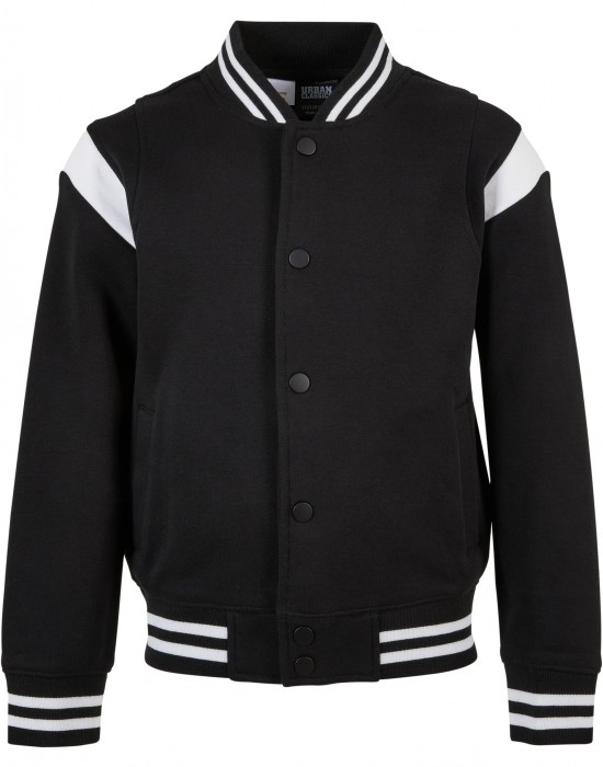 Boys Inset College Sweat Jacket black/white 158/164