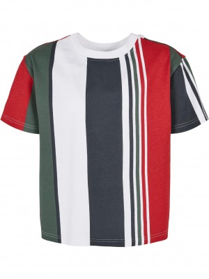 Тениска за момчета Boys Heavy Oversized Big AOP Stripe Tee white/navy 158/164