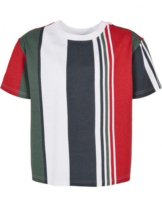 Тениска за момчета Boys Heavy Oversized Big AOP Stripe Tee white/navy 158/164