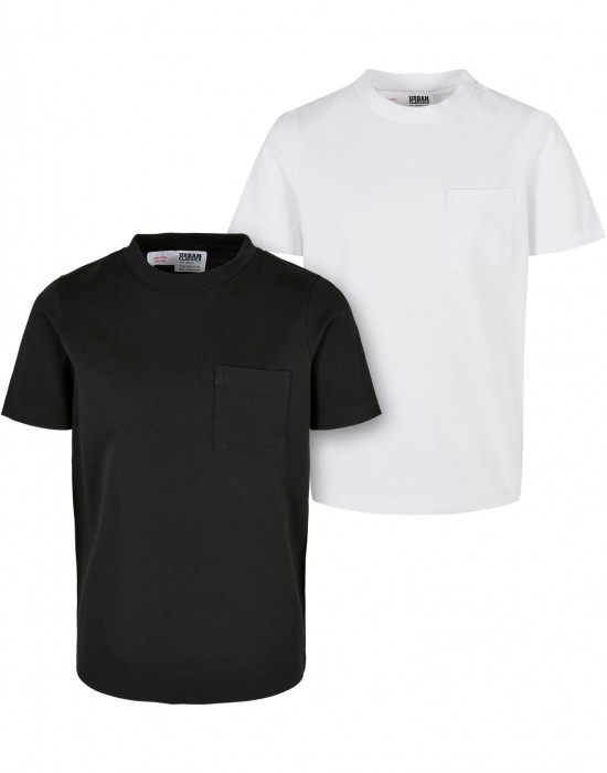 Пакет от 2 броя тениски момчетаBoys Organic Cotton Basic Pocket Tee 2-Pack black/white 158/164