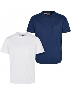 Пакет от 2 броя тениски момчетаBoys Organic Cotton Basic Pocket Tee 2-Pack white/darkblue 158/164