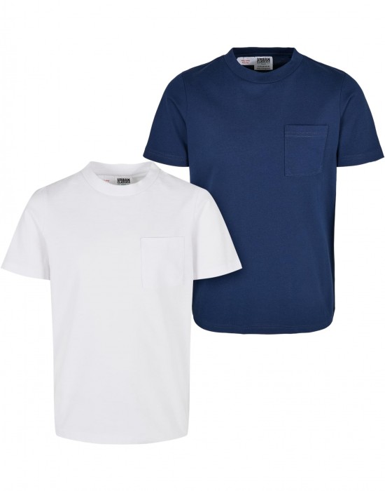 Пакет от 2 броя тениски момчетаBoys Organic Cotton Basic Pocket Tee 2-Pack white/darkblue 158/164