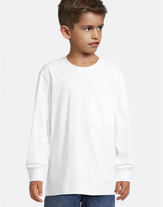 Boys Heavy Oversized Pocket Longsleeve white 158/164