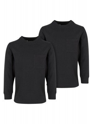 Boys Heavy Oversized Pocket Longsleeve 2-Pack black+black 158/164