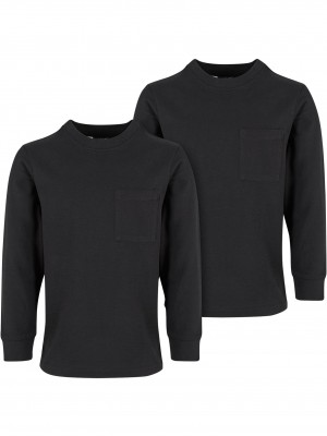 Boys Heavy Oversized Pocket Longsleeve 2-Pack black+black 158/164