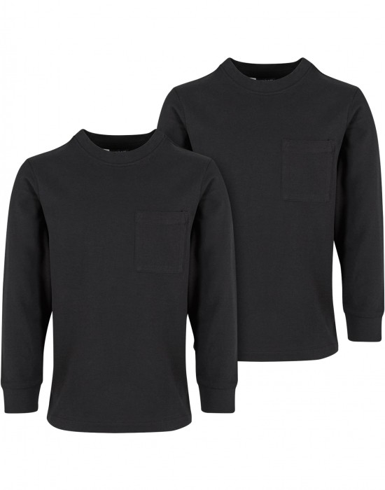 Boys Heavy Oversized Pocket Longsleeve 2-Pack black+black 158/164