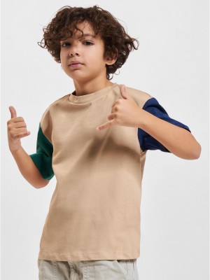Тениска за момчета Boys Organic Oversized Colorblock Tee unionbeige 158/164