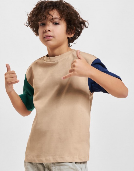 Тениска за момчета Boys Organic Oversized Colorblock Tee unionbeige 158/164