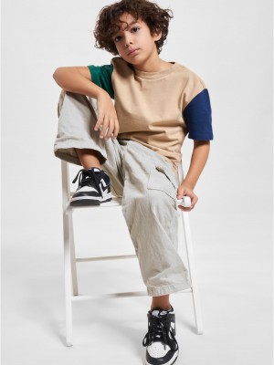 Тениска за момчета Boys Organic Oversized Colorblock Tee unionbeige 158/164