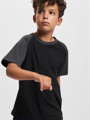Тениска за момчета Boys Raglan Contrast Tee black/charcoal 158/164