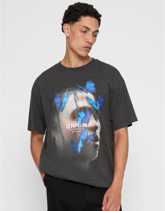Тениска Le Papillon Oversize Tee charcoal XXL
