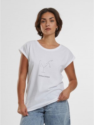 Тениска Ladies Cocktail O'Clock Tee T-Shirt Round Neck white XXL