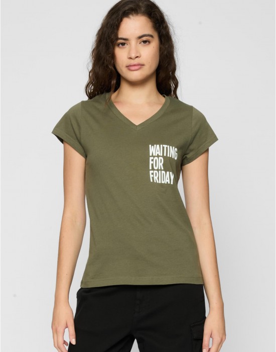 Тениска Ladies Waiting For Friday Box Tee olive XS
