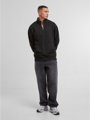 Мъжка Блуза с Цип DEF Zipper Crewneck jet black washed XL Мъжка Блуза с Цип DEF Zipper Crewneck jet black washed XL