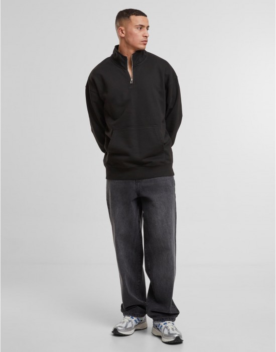 Мъжка Блуза с Цип DEF Zipper Crewneck jet black washed XL