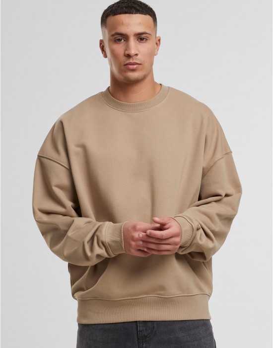 Мъжки Пуловер DEF Basic Crewneck Pullover greige XL