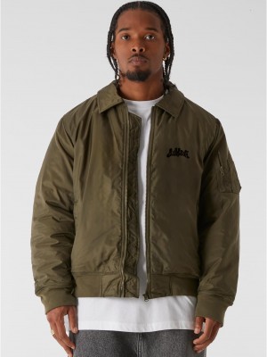 Мъжко Бомбър Яке LOST YOUTH COLLAR BOMBER JACKET dark olive XXL