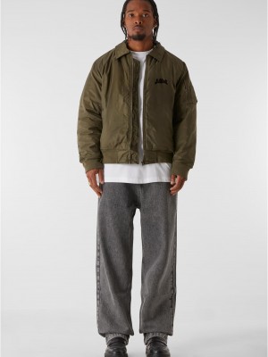 Мъжко Бомбър Яке LOST YOUTH COLLAR BOMBER JACKET dark olive XXL