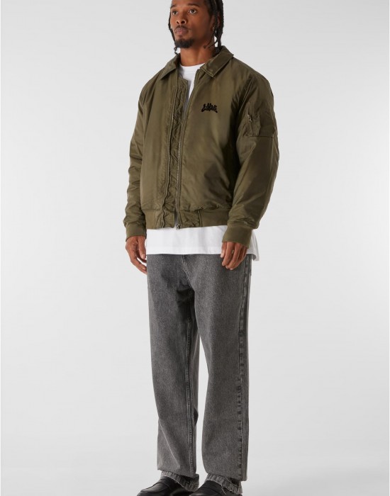 Мъжко Бомбър Яке LOST YOUTH COLLAR BOMBER JACKET dark olive XXL